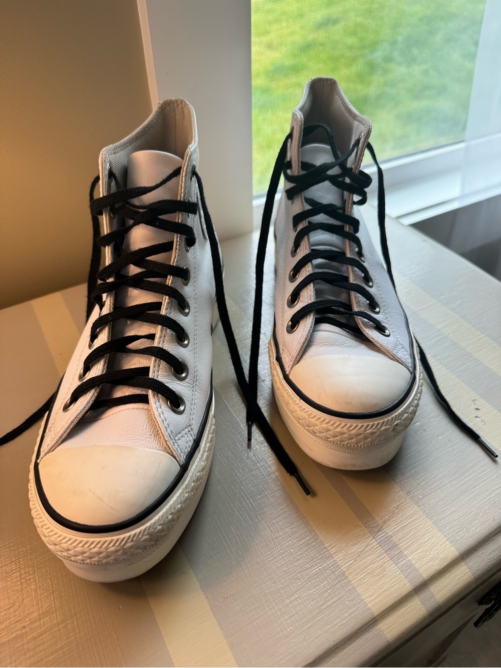 Converse Chuck Taylor All Star High-Top Leather Sneakers Platform Style